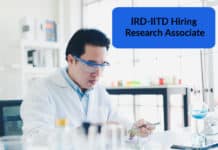 IRD-IITD Hiring Research Associate - Chemistry Candidates Apply Salary up to 54,000 pm