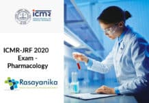 ICMR-JRF 2020 Exam - Pharmacology ICMR Junior Research Fellowship