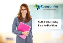 MAHE Chemistry Faculty Position – Chemistry Job Opening 2020