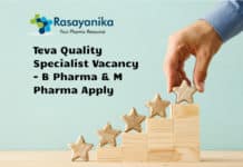 Teva Quality Specialist Vacancy - B Pharma & M Pharma Apply