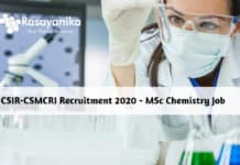 CSIR-CSMCRI Recruitment 2020 - MSc Chemistry Job