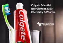 Colgate Scientist Recruitment 2020 – Chemistry & Pharma