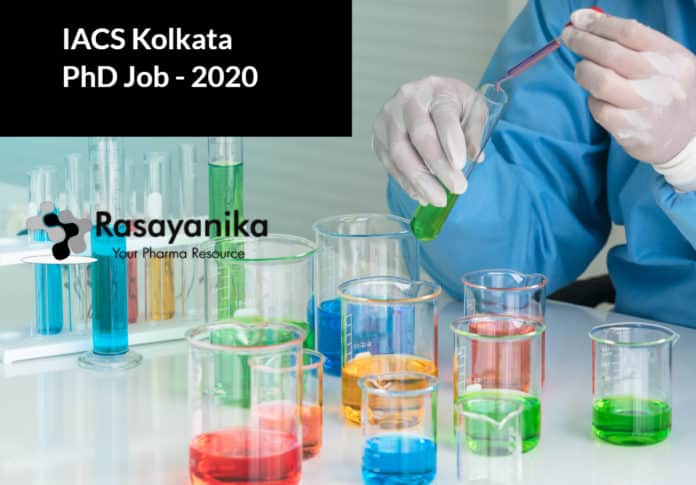 IACS Kolkata PhD Job - Chemistry Research Associate