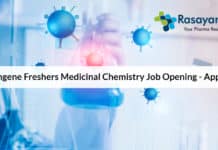 Syngene Freshers Medicinal Chemistry Job Opening - Apply