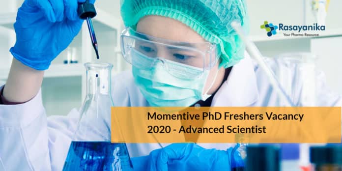 Momentive PhD Freshers Vacancy 2020 - Advanced Scientist