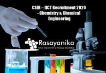 CSIR – IICT Recruitment 2020 - Chemistry & Chemical Engineering