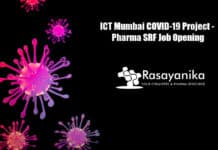 ICT Mumbai COVID-19 Project - Pharma SRF Job Opening