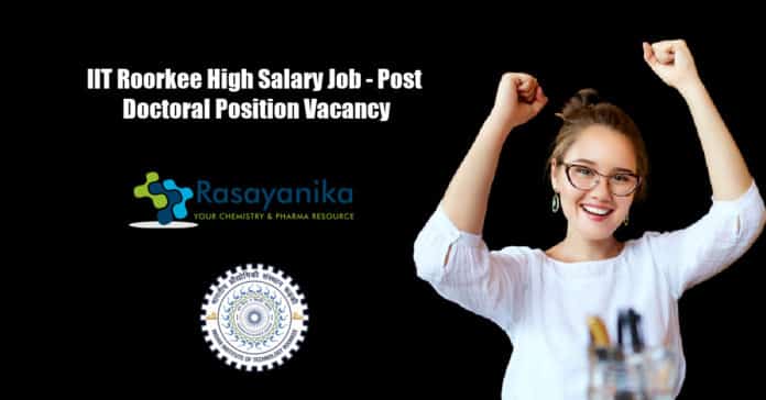 IIT Roorkee High Salary Job - Post Doctoral Position Vacancy