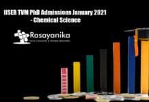 IISER TVM PhD Admissions January 2021 - Chemical Science
