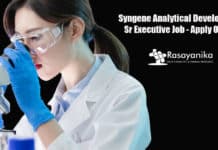 Syngene Analytical Development Sr Executive Job - Apply Online