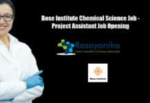 Bose Institute Chemical Science Job - Project Assistant Job Opening