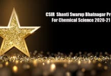 CSIR Shanti Swarup Bhatnagar Prize For Chemical Science 2020-21