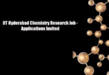 IIT Hyderabad Chemistry Research Job - Applications Invited