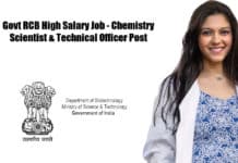 Govt RCB High Salary Job - Chemistry Scientist & Technical Officer Post