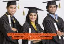 IISER Kolkata PhD Admission for Autumn Semester 2021 (DCS) Announced