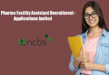 NCBS Pharma Facility Assistant Recruitment - Applications Invited