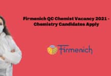 Firmenich QC Chemist Vacancy 2021 - Chemistry Candidates Apply