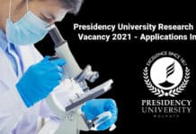 Presidency University Research Fellow Vacancy 2021 - Applications Invited