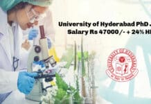 University of Hyderabad PhD Jobs - Salary Rs 47000_- + 24% HRA