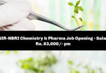CSIR-NBRI Chemistry & Pharma Job Opening - Salary Rs. 83,000/- pm