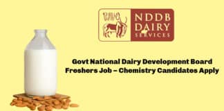 Govt National Dairy Development Board Freshers Job – Chemistry Candidates Apply