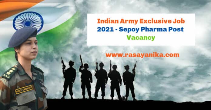 Indian Army Exclusive Job 2021 - Sepoy Pharma Post Vacancy