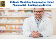Kolkata Municipal Corporation Hiring Pharmacist - Applications Invited