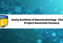 Amity Institute of Nanotechnology - Chemistry Project Associate Vacancy