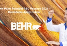 Behr Paint Scientist R&D Vacancy 2021 - Candidates Apply Online