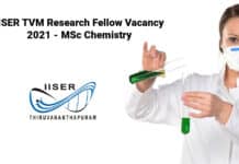 IISER TVM Research Fellow Vacancy 2021 - MSc Chemistry