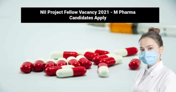 NII Project Fellow Vacancy 2021 - M Pharma Candidates Apply