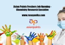 Asian Paints Freshers Job Opening - Chemistry Research Executive
