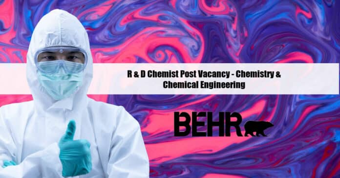 BHER Chemist Post Vacancy - Chemistry & Chemical Engineering