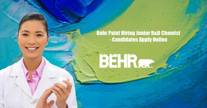 Behr Paint Hiring Junior R&D Chemist - Candidates Apply Online