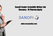 Sanofi Senior Scientific Writer Job Vacancy - M Pharma Apply