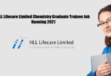 HLL Lifecare Limited Chemistry Graduate Trainee Job Opening 2021