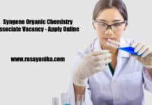 Syngene Organic Chemistry Associate Vacancy - Apply Online