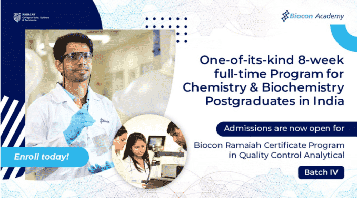 Biocon Ramaiah Certificate Program in Quality Control Analytical - Batch IV – Admissions Open