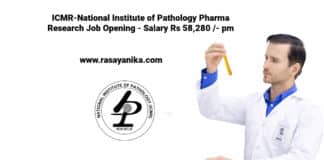 ICMR-National Institute of Pathology Pharma Research Job Opening - Salary Rs 58,280 /- pm