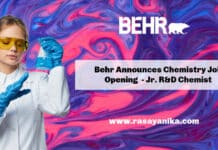 Behr Announces Chemistry Job Opening 2022 - Jr. R&D Chemist