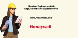 Chemical Engineering R&D Engr/Scientist Post @ Honeywell