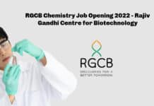 RGCB Chemistry Job Opening 2022 - Rajiv Gandhi Centre for Biotechnology