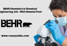 BEHR Chemistry & Chemical Engineering Job - R&D Chemist Post