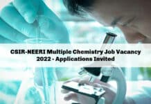 CSIR-NEERI Multiple Chemistry Job Vacancy 2022 - Applications Invited