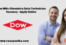 Dow MSc Chemistry Data Technician Vacancy - Apply Online