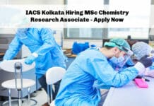 IACS Kolkata Hiring MSc Chemistry Research Associate - Apply Now