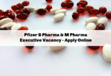 Pfizer B Pharma & M Pharma Executive Vacancy - Apply Online