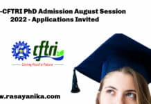 CSIR-CFTRI PhD Admission August Session 2022 - Applications Invited