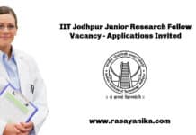 IIT Jodhpur Junior Research Fellow Vacancy - Applications Invited