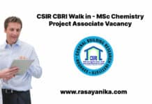 CSIR CBRI Walk in - MSc Chemistry Project Associate Vacancy